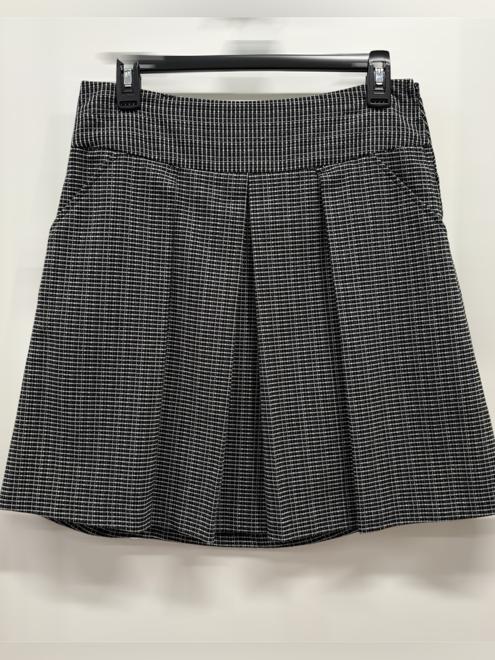 Maurices Black & White Pleated A-Line Mini Skirt